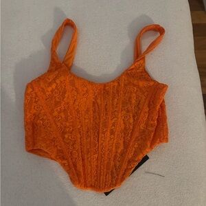White Fox Boutique Orange Lace Top